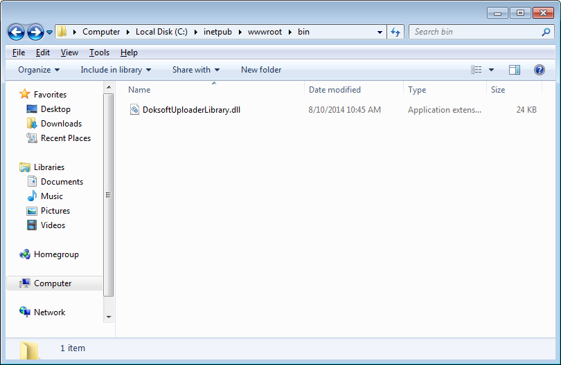 ASP.NET uploader configuring into bin directory screenshot