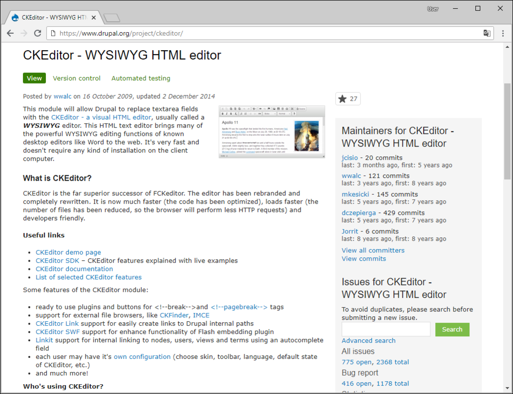 Download a CKEditor module screenshot