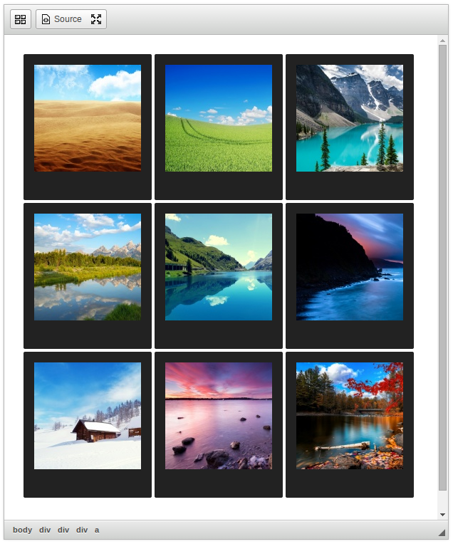 CKEditor Image Gallery polaroid style screenshot