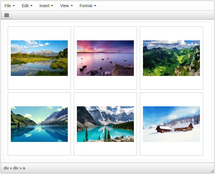 TinyMCE Image Gallery default style screenshot