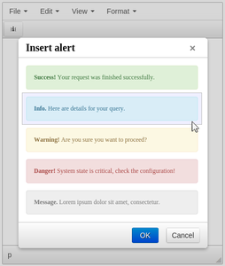 TinyMCE Alert dialog screenshot