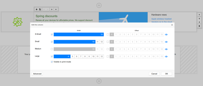 Edit column in Bootstrap Editor