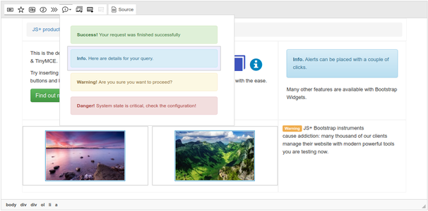 Bootstrap Alert dialog screenshot