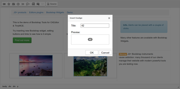 Bootstrap Badge dialog screenshot