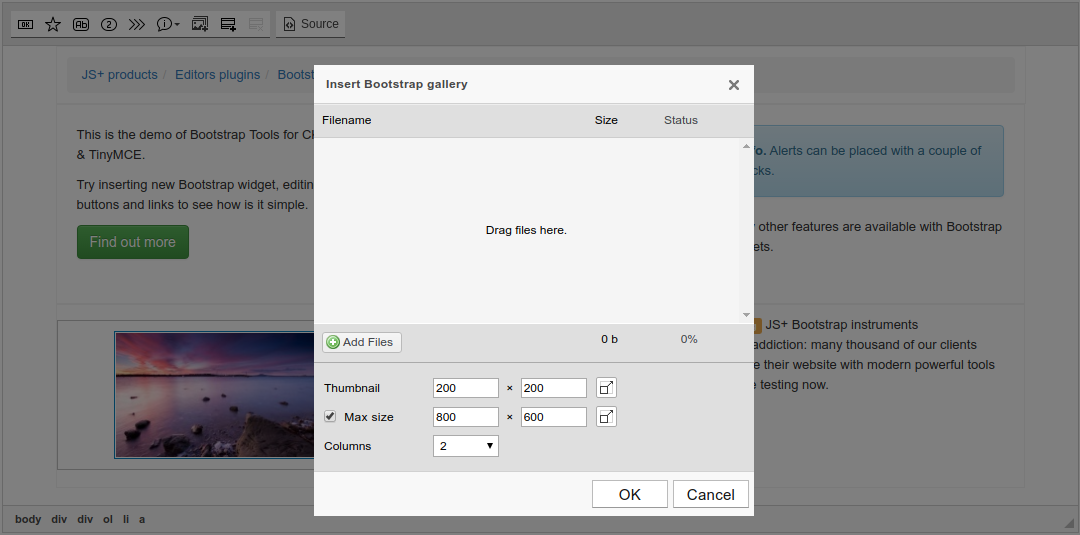 Bootstrap Gallery dialog screenshot