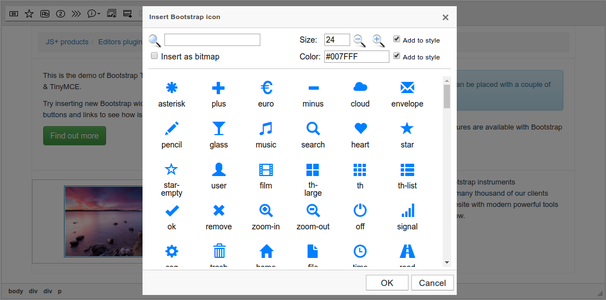 Bootstrap Icon dialog screenshot