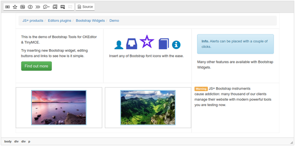 Bootstrap Widgets common view