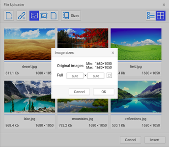 Images options screenshot