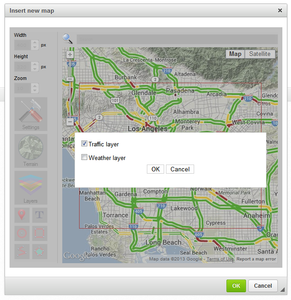 CKEditor Google Maps layers screenshot