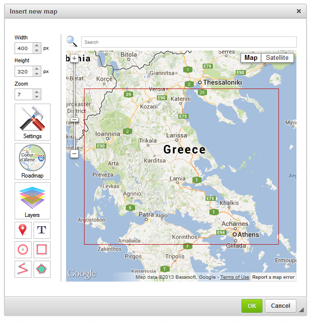 CKEditor Google Maps overview screenshot