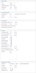Joomla Auto Category Dropdown Menu options screenshot