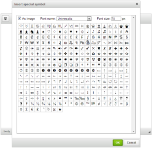 CKEditor Special Symbol dialog screenshot