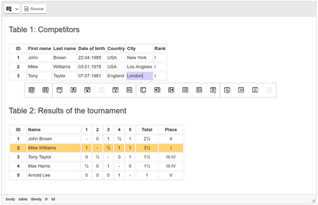 Table Tools common view screenshot