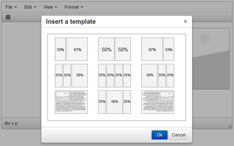 TinyMCE Templates popup screenshot